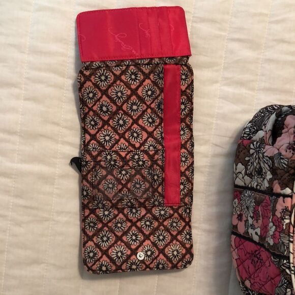 VB Mocha Rouge Mini Hobo Quilted Bag and Wallet Set Brown White Fuchsia Pink - Picture 4 of 15